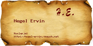 Hegel Ervin névjegykártya